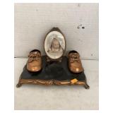 Bronzed baby shoes and picture frame