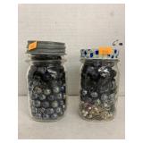 Ball & Kerr jars full of marbles & jewelry