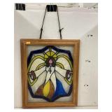 Framed faux stained glass wall hanging