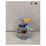 Hand blown glass sack w/fish