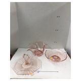 3cnt Pink Glass Serving Dishes