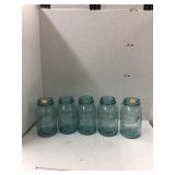 5cnt Blue Glass Ball Mason Jars