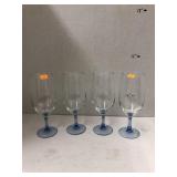 4cnt Wine Glasses - Blue Glass Stems