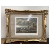Framed, signed print ocean scene