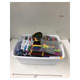 Tub of Pens, Markers, Crayons, etc.