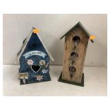 Metal & wood bird house decor