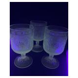 3 - Uranium / Indiana Glass wine glasses