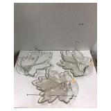 3cnt Grape Leaf Glass Relish Trays