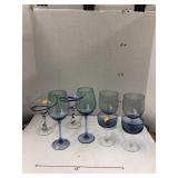 Lot of Blue Glass Wine, Sherbet, Martini, etc