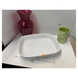 Baking Dish & Vases Lot