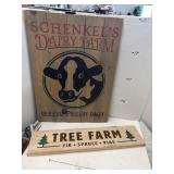 Wooden Dairy Farm & Tree Farm Signs