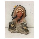Resin Native American & wolves figure