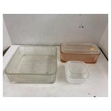 Vntg Federal Glass & Fire King fridge storage