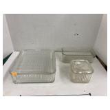 Vntg Federal Glass fridge storage & lids, & loaf