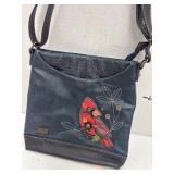 CHALA NAVY BLUE RED CARDINAL FAUX LEATHER Purse