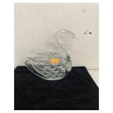 Hand blown glass swan candy dish