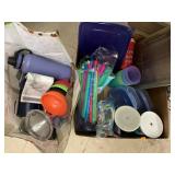 Box and bag of kitchen items