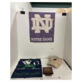 Notre Dame garden flags, cap, & koozie