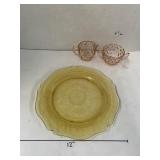 Yellow Plate and 2 pink dishes