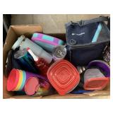 Box of kitchen items and misc