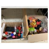Whiteboard and 2 boxes of misc