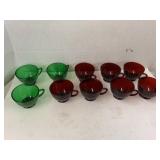 Red and green glass cups