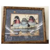 Framed, signed duck print