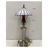 Metal lamp w/ stained glass shade