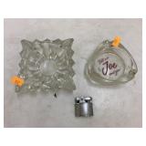 Vntg ashtrays and mini Kassin lighter