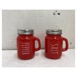 Red glass salt/pepper shakers