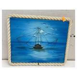 Signed boat painting