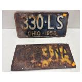 2 Vintage License Plates