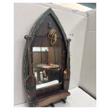 Vintage Hanging Canoe Mirror With shelf and coat
