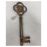 Vintage brass key souvenir thermometer