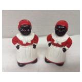 Vintage Porcelain Black Americana Salt & Pepper