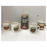 4 Train mugs and beer stein