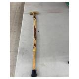 Carved wood & bone cane