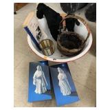 Metal Bowl and misc Decor