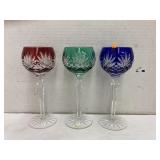Trio of lead Crystal goblets