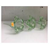 3 Green Iridescent flowers