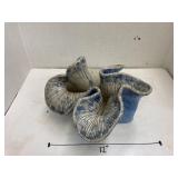 Signed abstract glazed ceramic figure