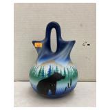 Signed, hand painted Native American vase