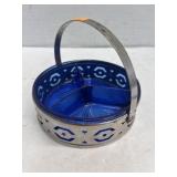 Vintage Cobalt Blue Glass 3-Way Relish Dish with