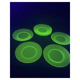 8 cnt Uranium Glass Salad Plates
