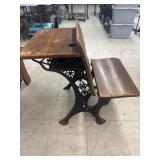 Antique Childs School Desk - Cast Iron & Wood