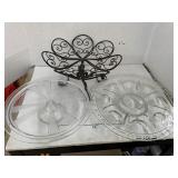 2cnt Cake Plates and Metal Stand