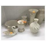 Lenox group, Vases, Candlesticks, shell dish,