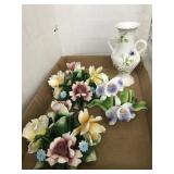2 Floral candle Holders, Vase, Flower Decoration