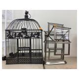 Metal birdcage & circling photo display