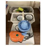 Kitchen utensils, Corningware, enamel cups, etc